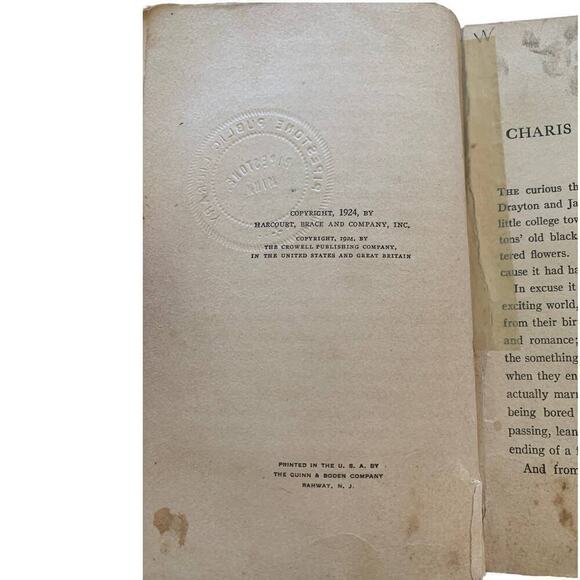 Charis Sees It Through Vintage Hardcover Book 1924 Edition Margaret Widdemer - Picture 6 of 8